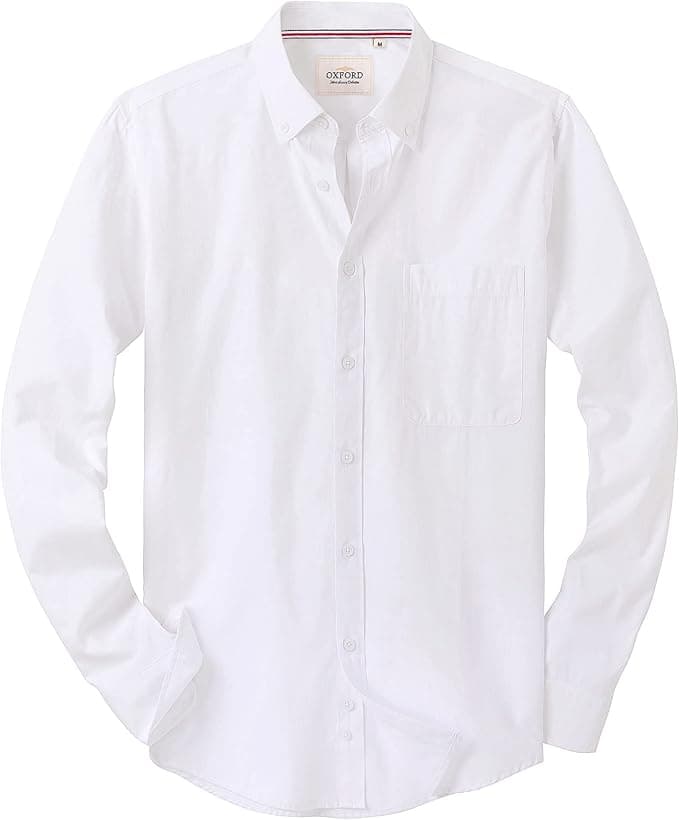 Alimens & Gentle Mens Solid Oxford Shirt Long Sleeve Dress Shirt